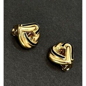Authentic Christian Dior Heart Gold Tone Earrings Beautiful Elegant Clip on